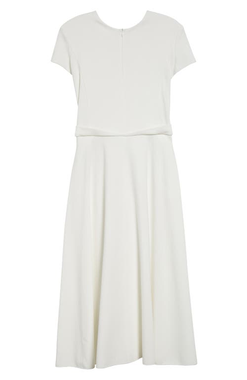 Shop Emporio Armani Punto Milano Fit & Flare Midi Dress In Warm White