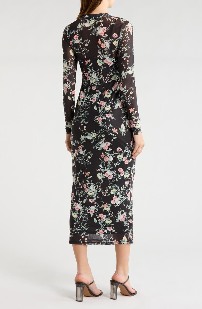 AFRM LOS ANGELES Brandi Floral Long Sleeve Dress, Alternate, color, Noir Blooms