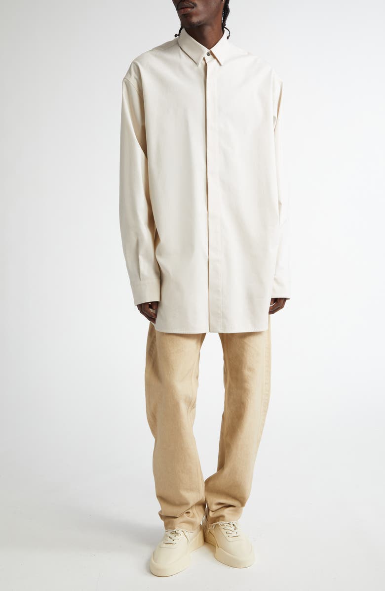 Fear of God Vented Stretch Cotton & Virgin Wool Button-Up Shirt, Alternate, color, Cream
