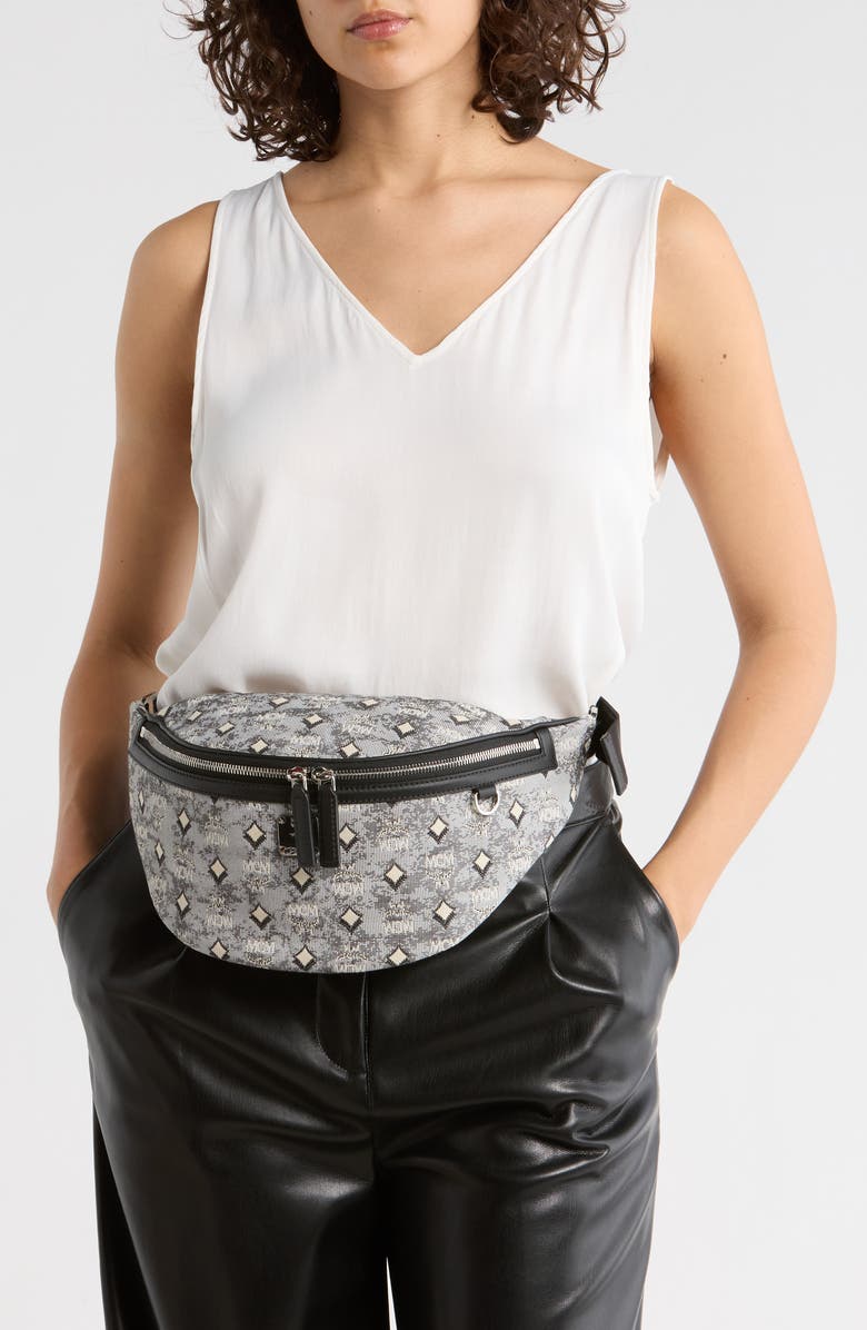 MCM Fursten Belt Bag, Alternate, color, Grey