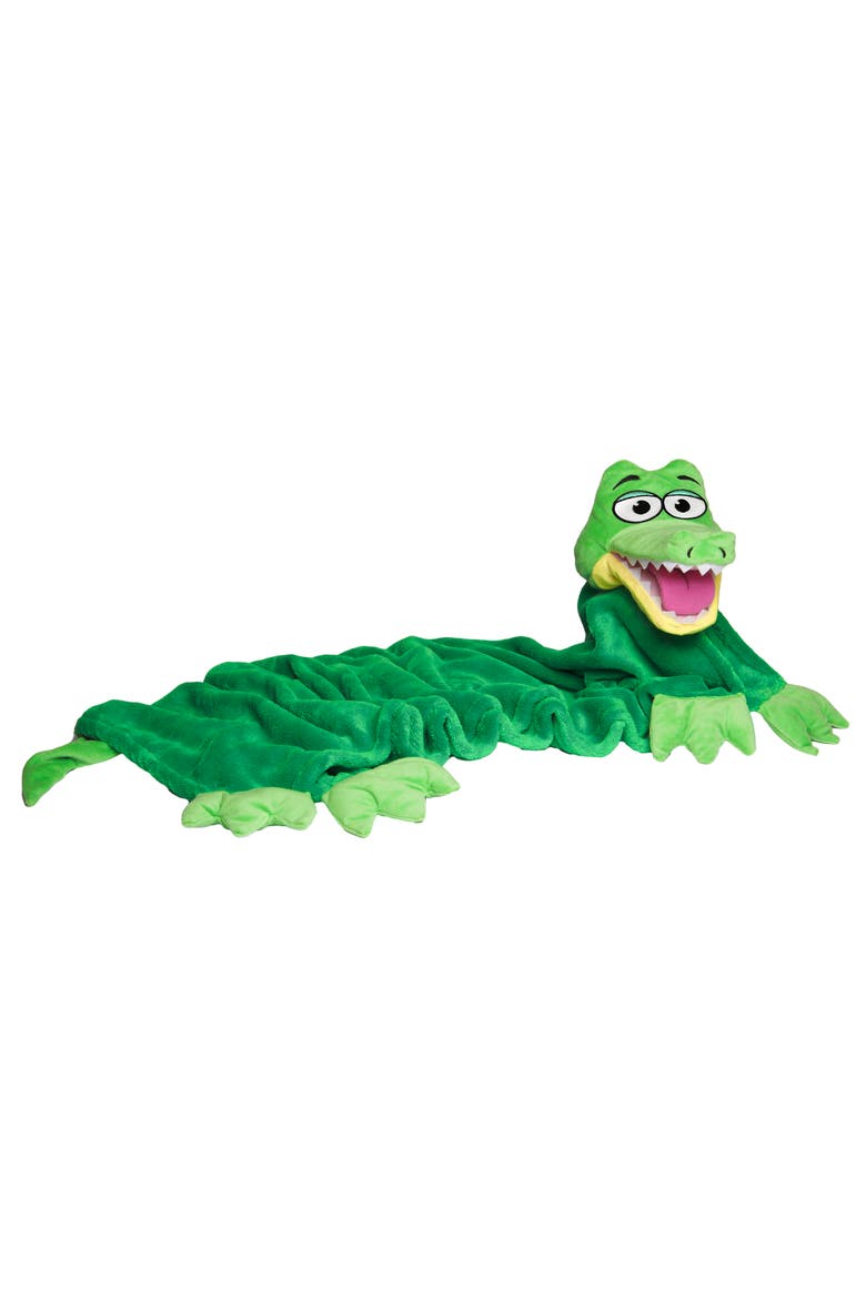 Gator Green, 2 in 1 Plush Puppet & Blanket, Main, color, Multicolored