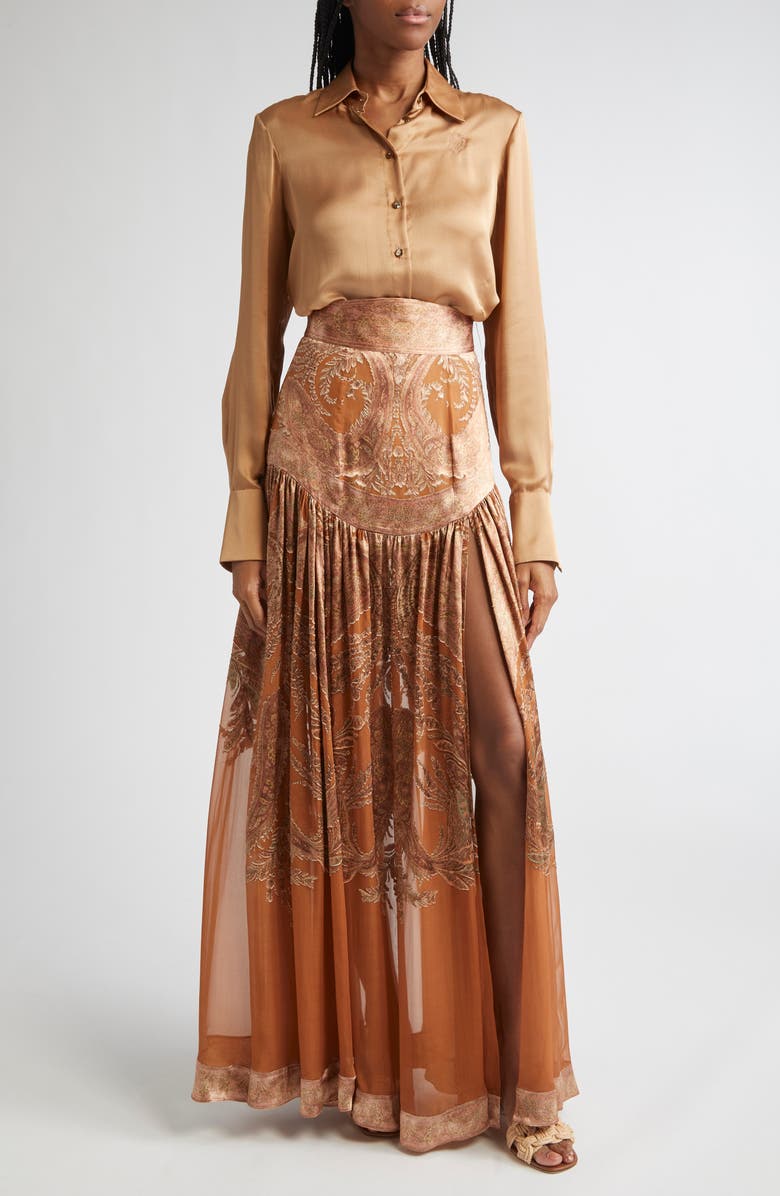 Zimmermann Hypnotic Silk Button-Up Shirt, Alternate, color, Biscuit