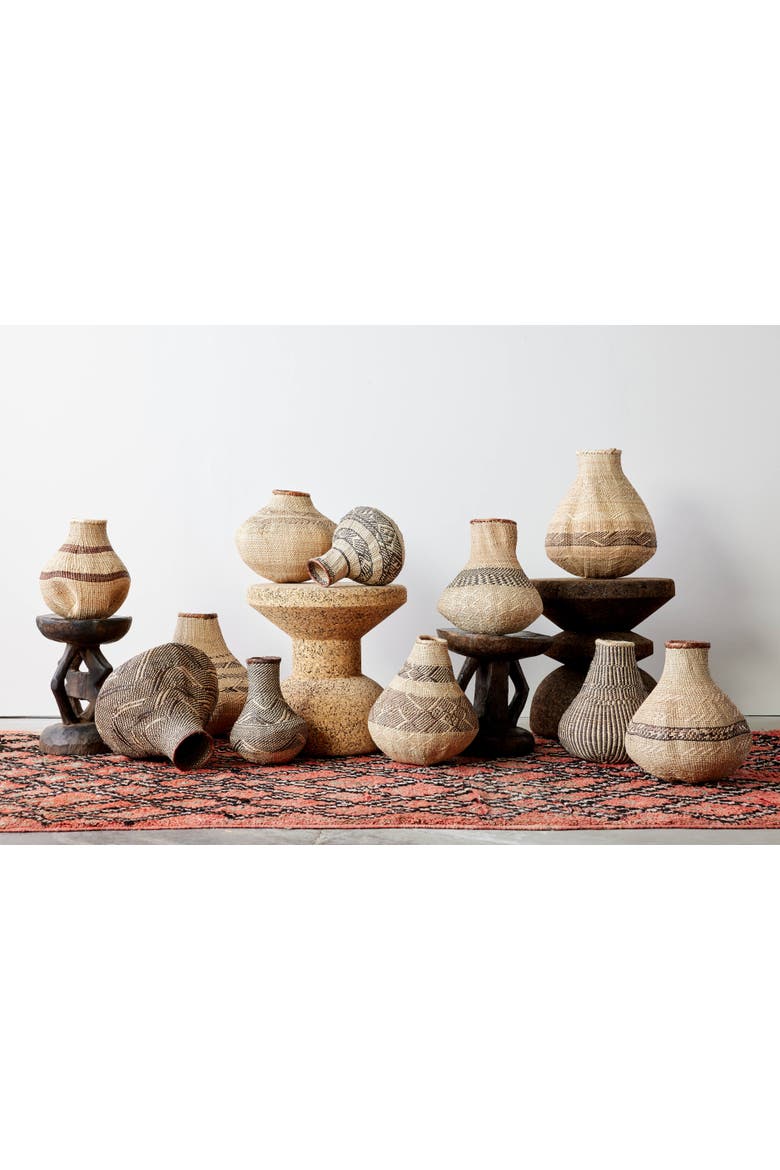 Patterned Binga Nongo Gourd Woven Basket, Alternate, color, Natural - Mini