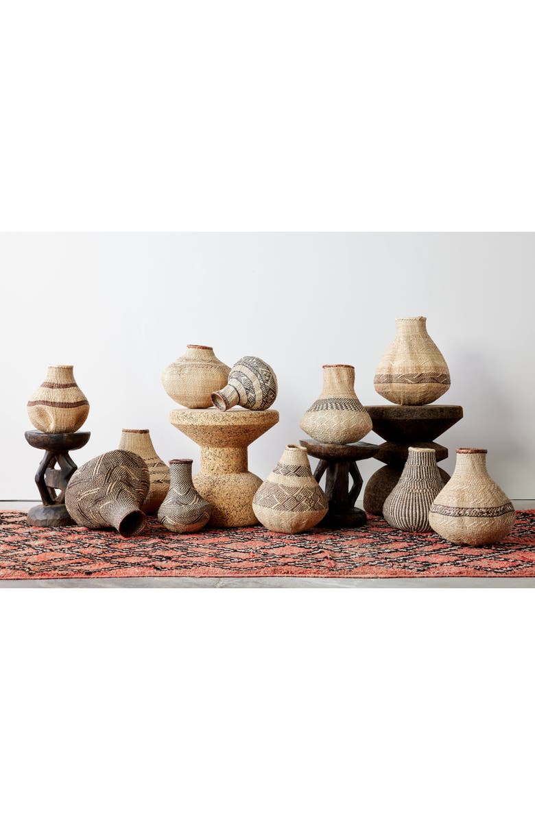 kanju Interiors Patterned Binga Nongo Gourd Woven Basket, Alternate, color, Natural - Mini