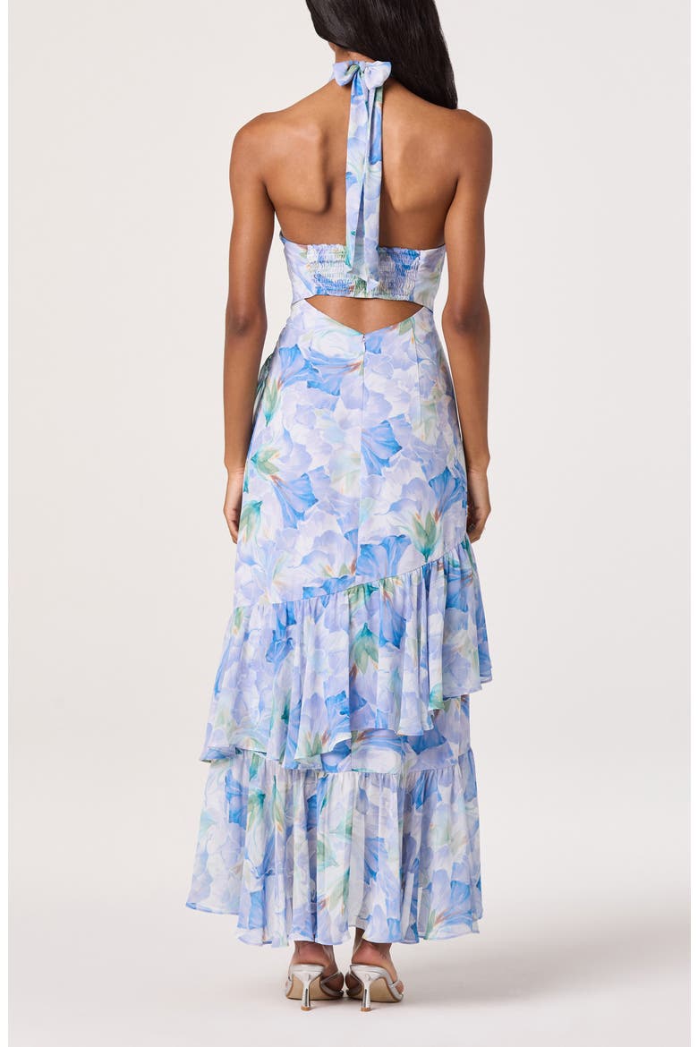 Bethina Floral Halter Neck High-Low Dress, Alternate, color, PURPLE FLORAL