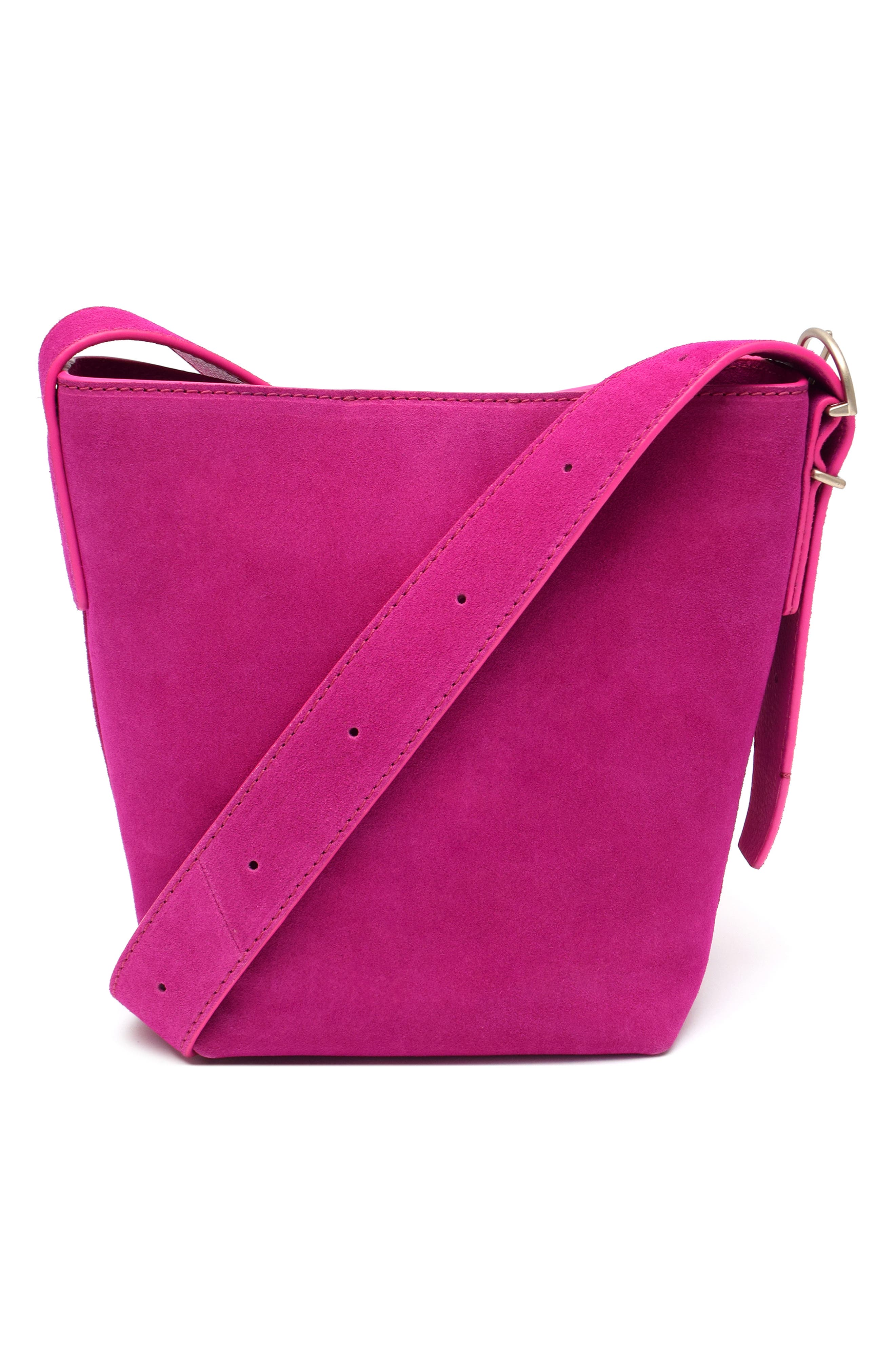 New Amsterdam Leatherworks Jayden Suede Bucket Bag, Alternate, color, Hot Fuchsia