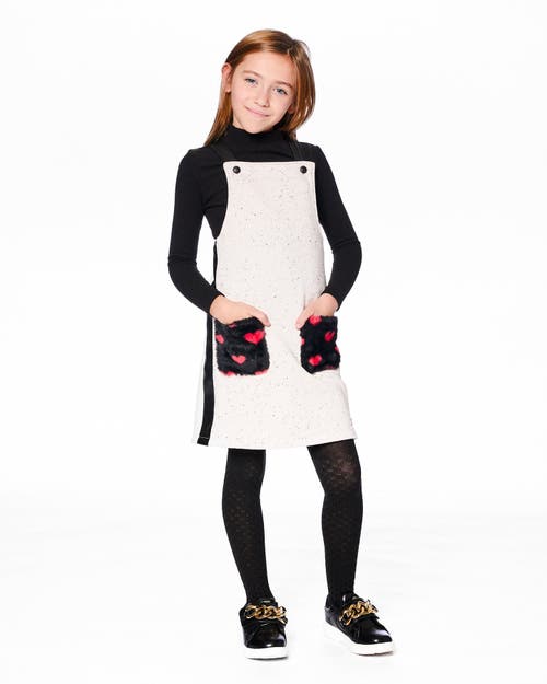 Deux Par Deux Glittering French Terry Overall Dress In Neutral