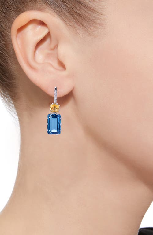 Kahn High Jewelry London Blue Topaz & Citrine Earrings With Diamonds In London Blue & Citrine Orange