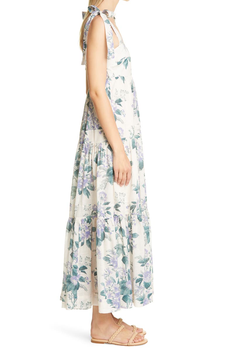 Zimmermann Cassia Floral Print Tie Shoulder Midi Sundress, Alternate, color, 