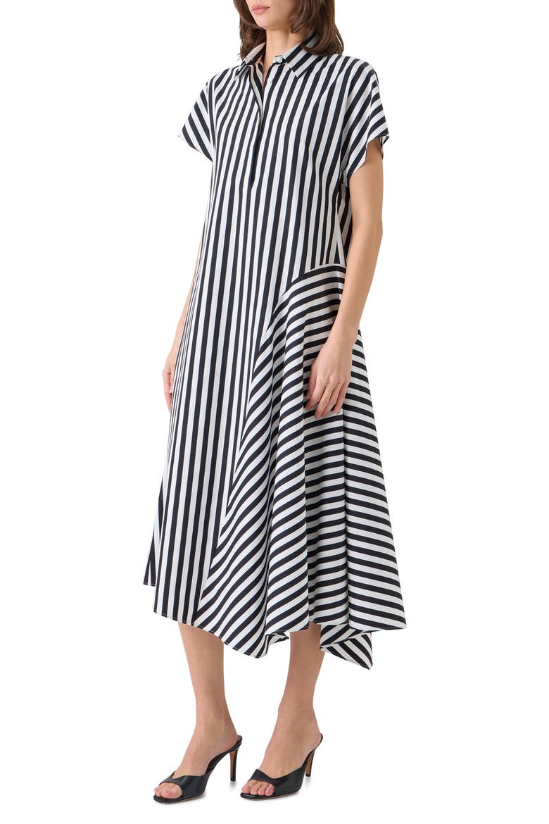 Kodak Stripe Cotton Poplin Midi Shirtdress, Alternate, color, BLACK-CREAM