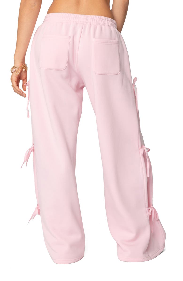 EDIKTED Claudette Bow Wide Leg Sweatpants, Alternate, color, Pink