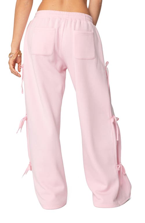 Edikted Claudette Bow Wide Leg Sweatpants In Pink