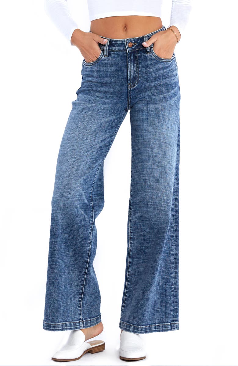 HINT OF BLU Mighty High Waist Wide Leg Jeans, Main, color, Cosmic Blue
