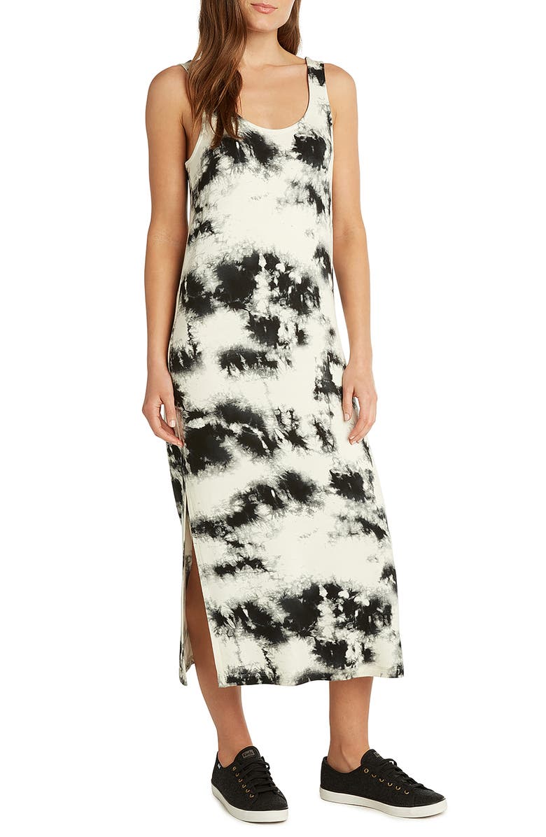 matty m. Tie Dye Sleeveless Midi Dress, Main, color, Black