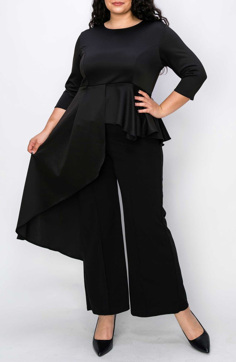 L I V D Sanctuary Asymmetric Peplum Top, Alternate, color, Black