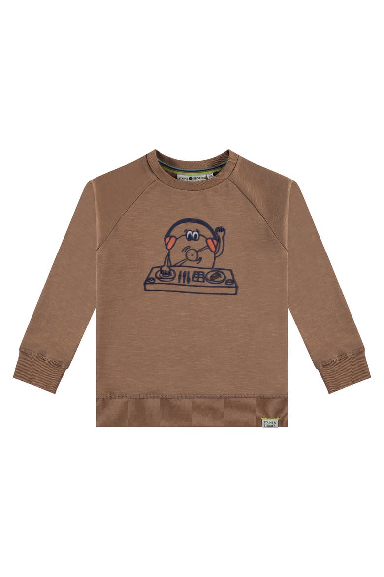 Raised Vinyl Dj Graphic Sweatshirt, Main, color, Caramel