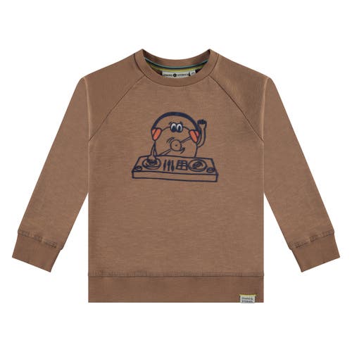 Stains And Stories By Babyface Kids' Raised Vinyl Dj Graphic Sweatshirt In Brown