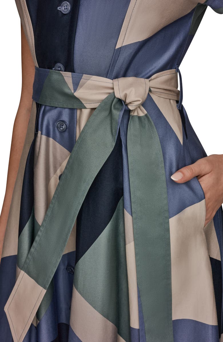 Donna Karan New York Patchwork Belted Midi Shirtdress, Alternate, color, Tempest Multi