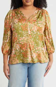 Floral V-Neck Long Sleeve Top
