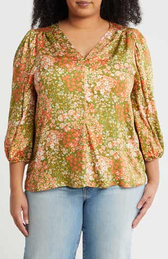 Floral V-Neck Long Sleeve Top