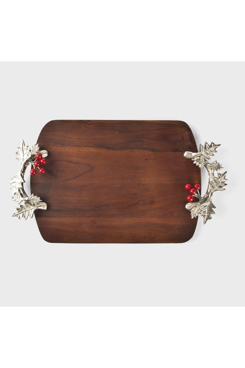 Silver Holly Platter, Alternate, color, Silver