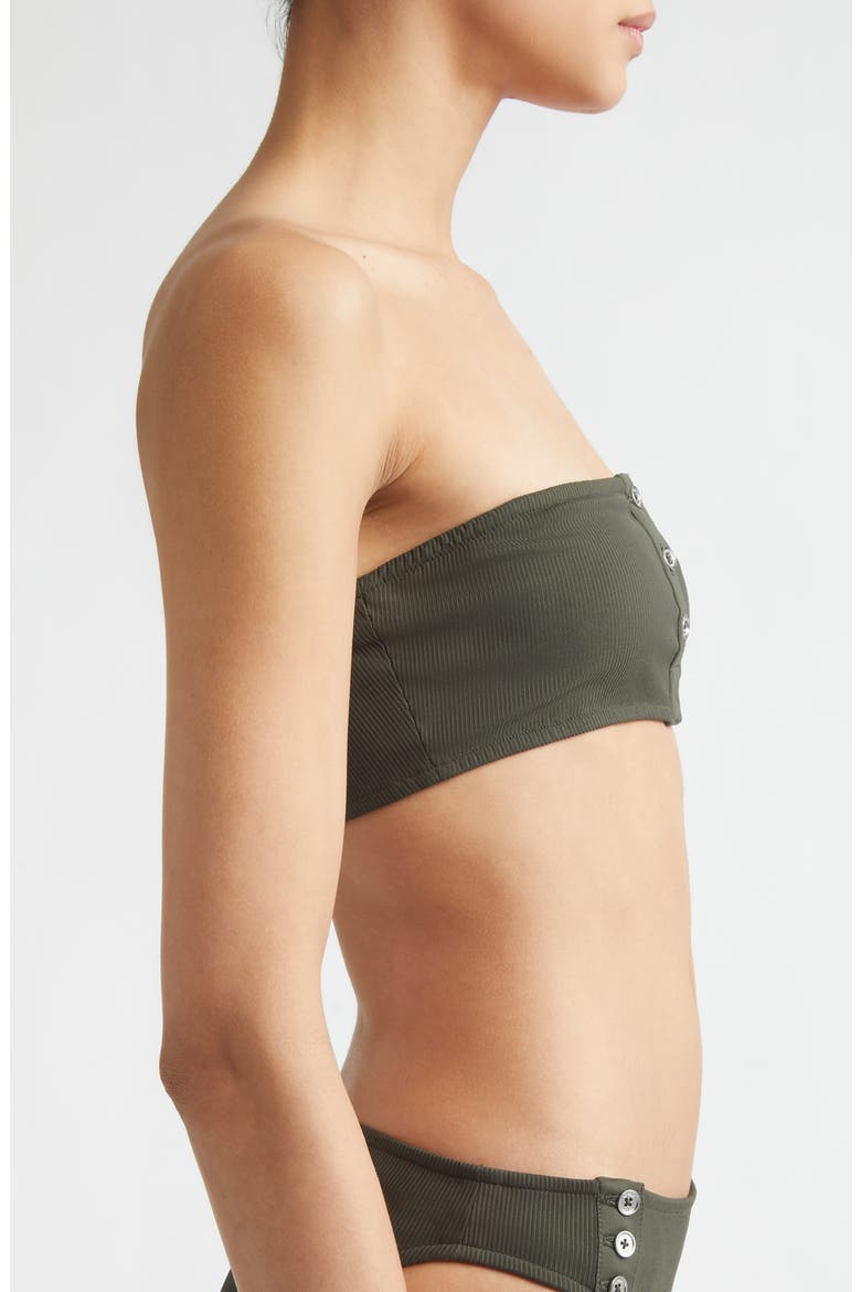 Strapless Rib Bikini Top, Alternate, color, DARK GREEN