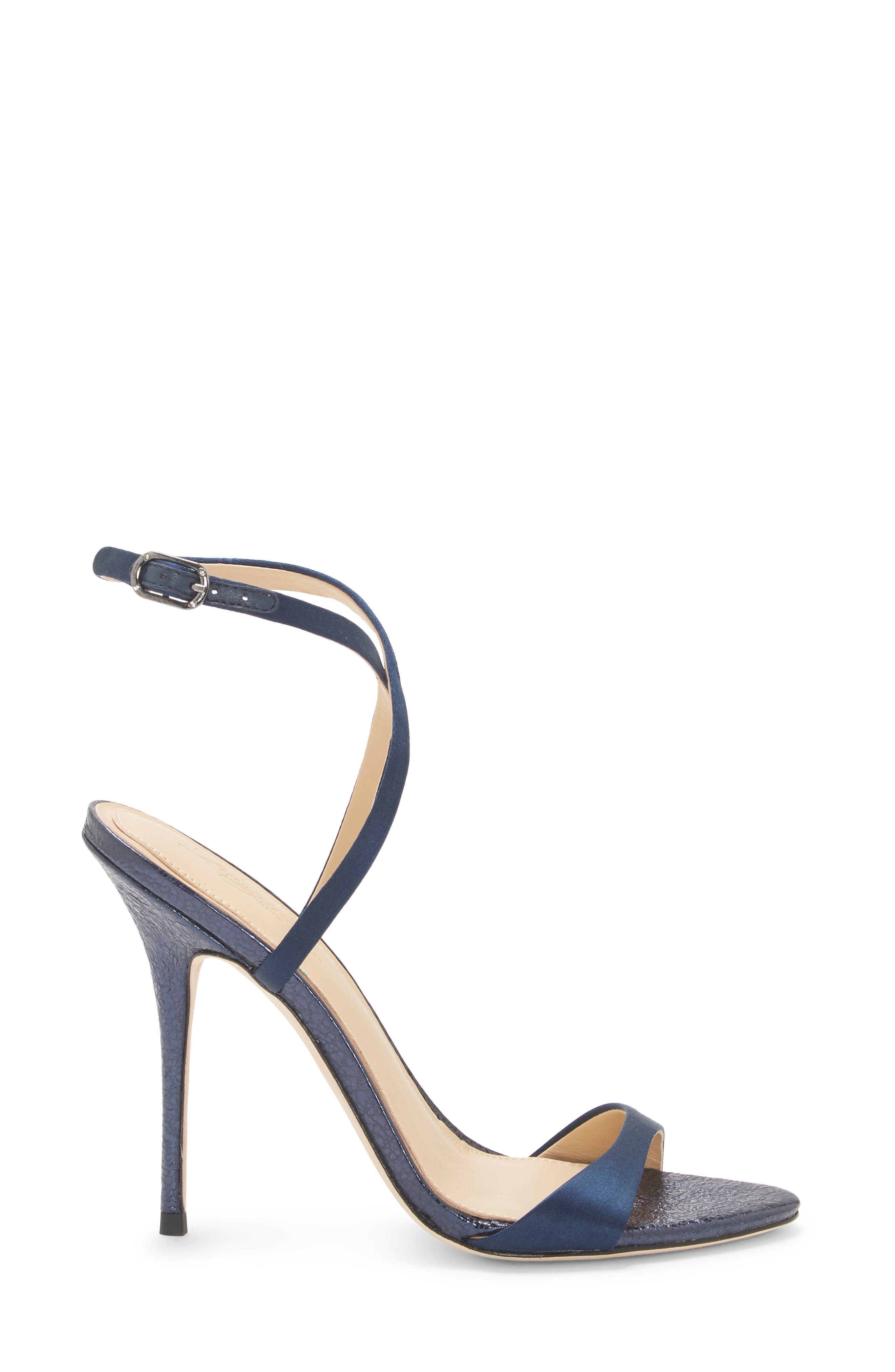 Rora Ankle Strap Stiletto Sandal, Alternate, color, INKWELL BLUE SATIN