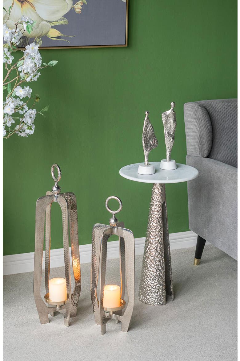 Hammered Metal Lantern, Alternate, color, SILVER
