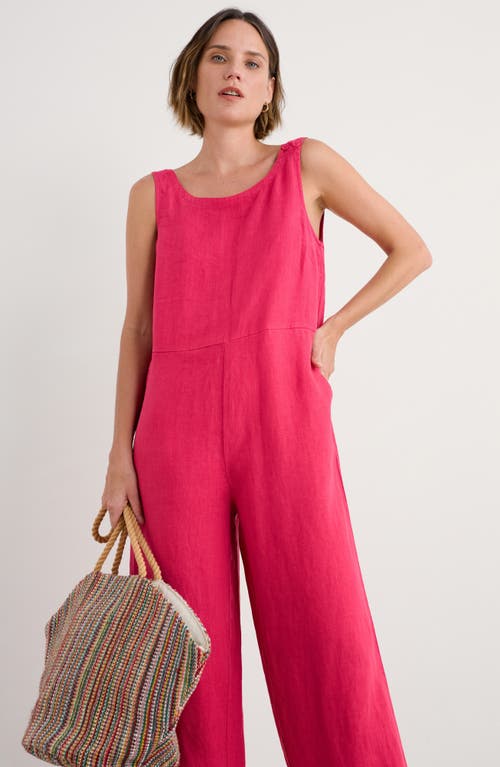 Seasalt Cornwall Salt Air Wide Leg Linen Jumpsuit In Pink