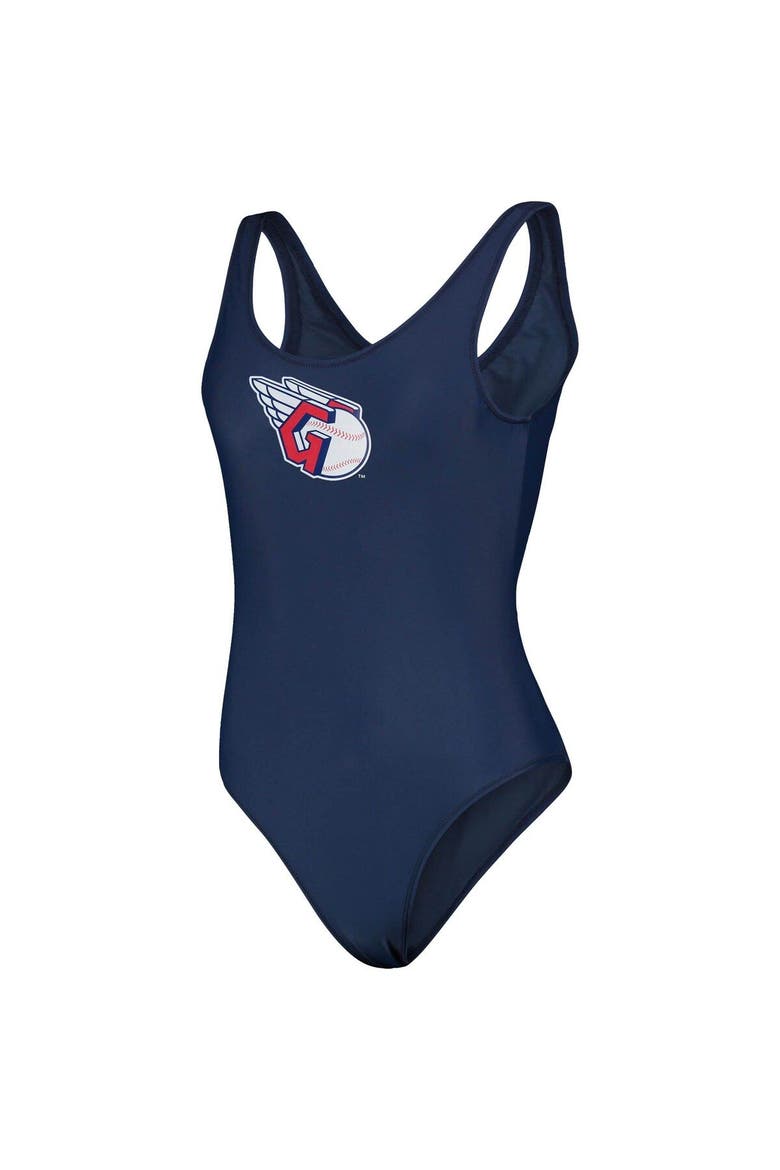 Women's G-III 4Her by Carl Banks Navy Cleveland Guardians Making Waves One-Piece Swimsuit, Alternate, color, Navy