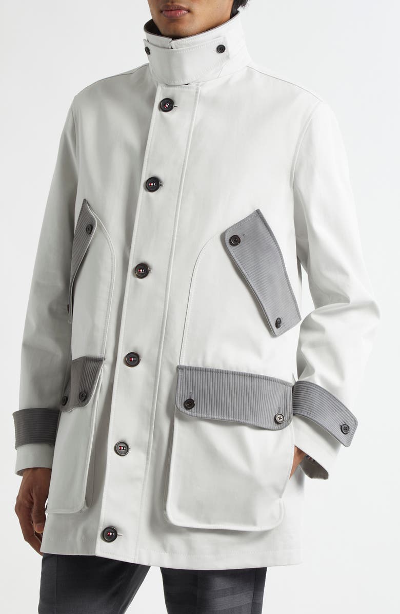 Thom Browne Mixed Media Field Jacket, Alternate, color, Grey/ White