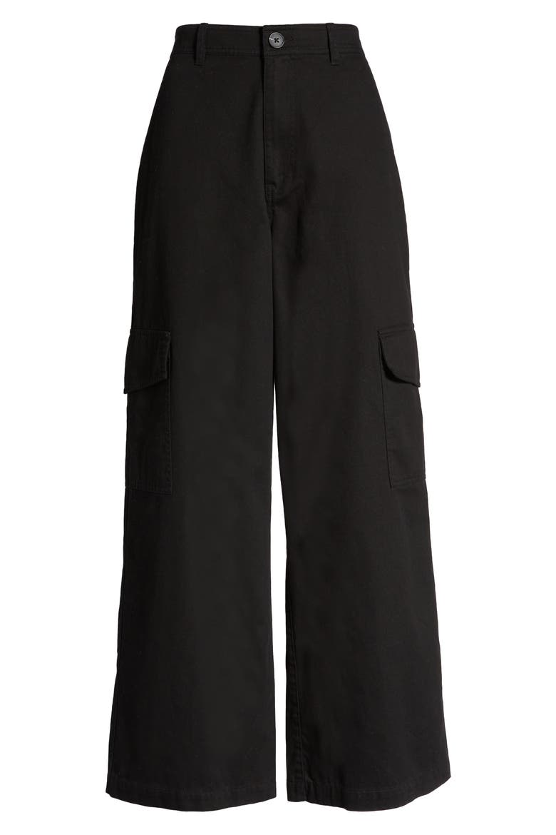High Waist Cargo Pants, Alternate, color, BLACK