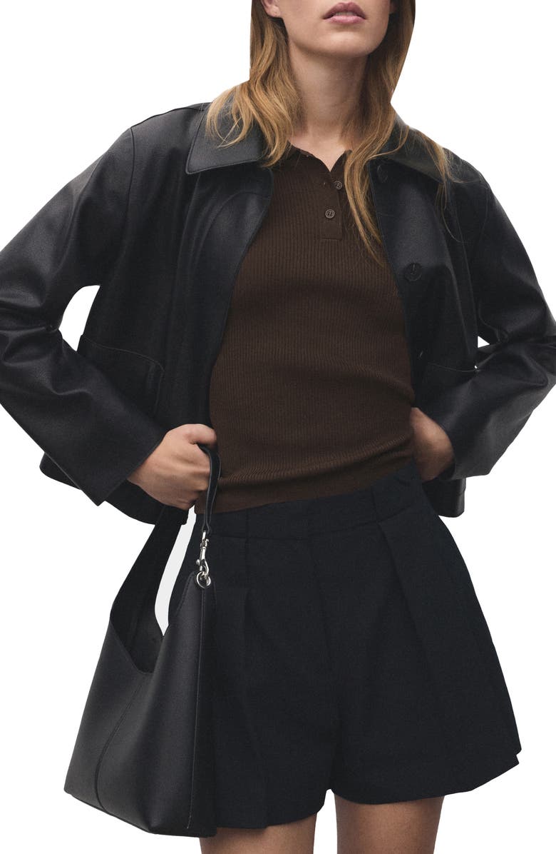 MANGO Short Sleeve Polo Sweater, Main, color, 