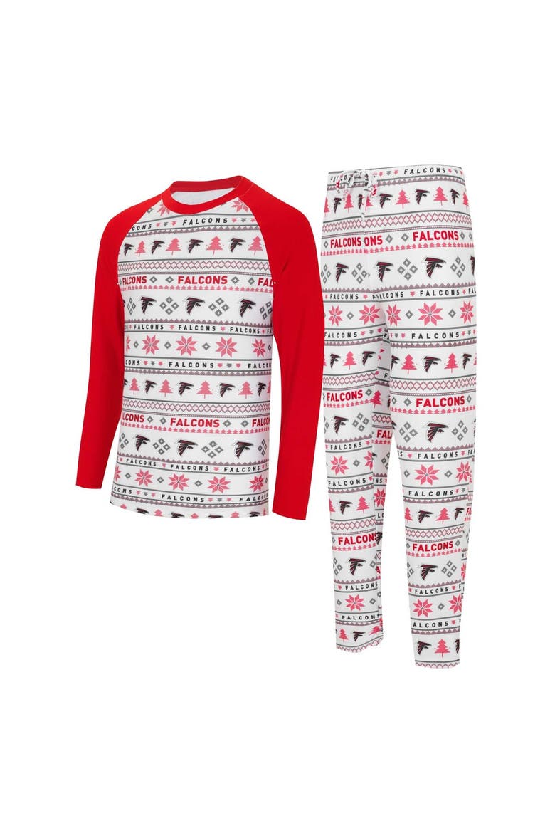 Men's Concepts Sport White/Red Atlanta Falcons Tinsel Raglan Long Sleeve T-Shirt & Pants Sleep Set, Alternate, color, White