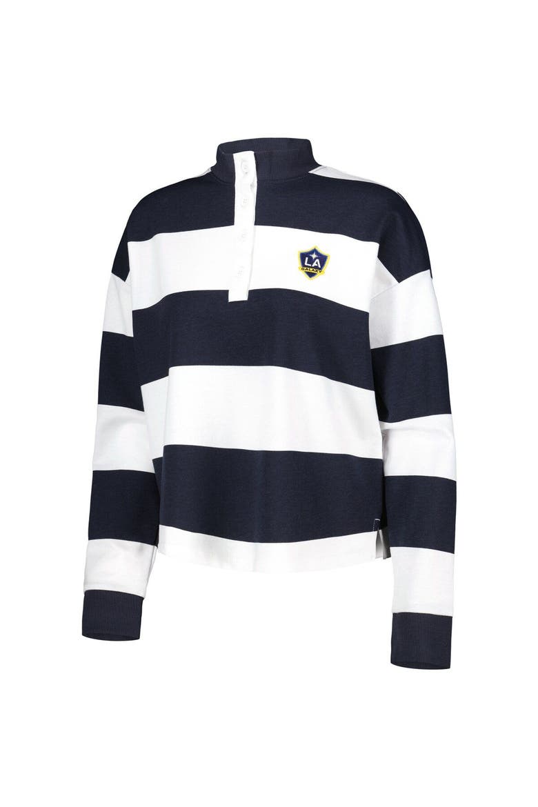 Women's Antigua  White LA Galaxy Radical Rugby Stripe Long Sleeve T-Shirt, Alternate, color, White