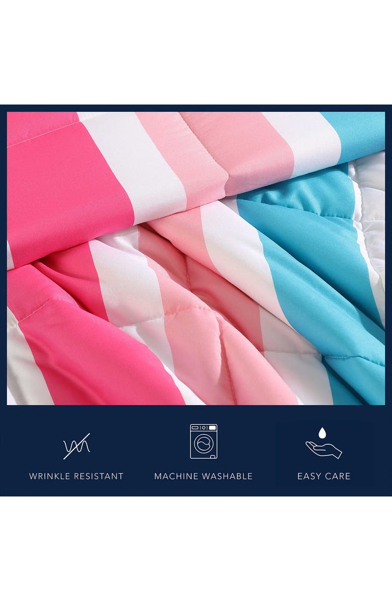 Nautica Cru Stripe Microfiber Comforter Set, Alternate, color, Rose Pink