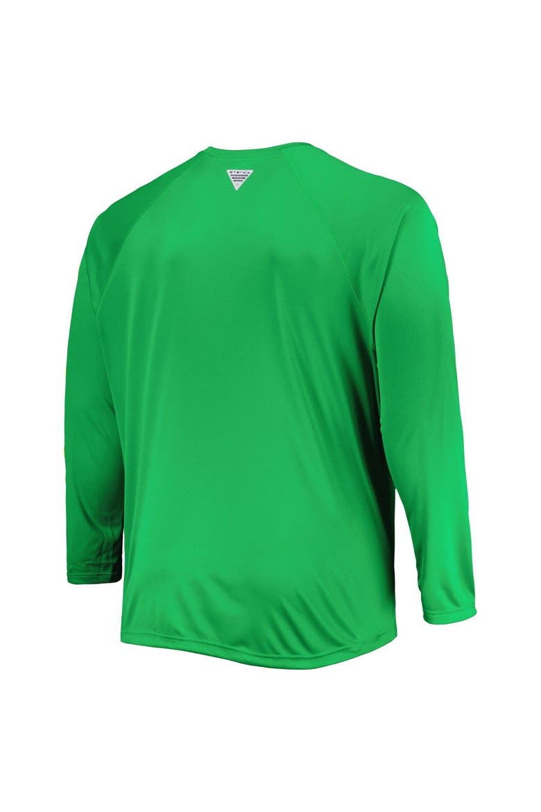 Men's Columbia Green Oregon Ducks Big & Tall Terminal Tackle Team Raglan Omni-Shade Long Sleeve T-Shirt, Alternate, color, Green