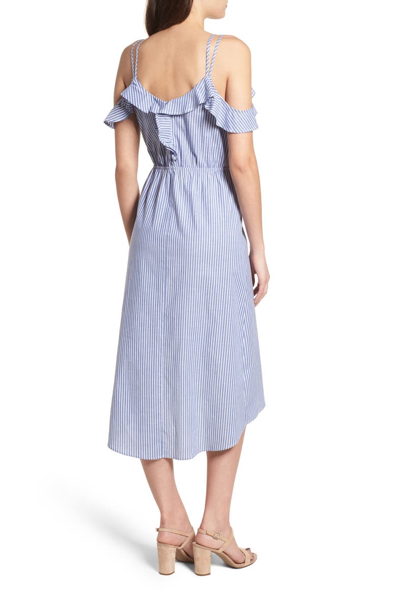 Stripe Ruffle Wrap Dress, Alternate, color, BLUE DRIFT JANNY STRIPE