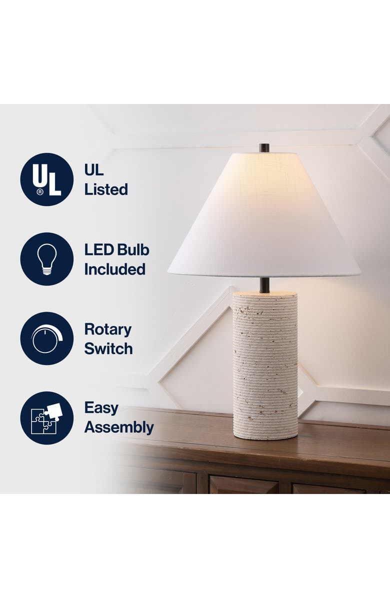 JONATHAN Y Kelsey 22.50" Modern Minimalist Travertine Column LED Table Lamp, Alternate, color, 