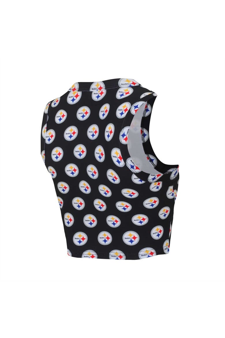 Women's Concepts Sport Pittsburgh Steelers Gauge Allover Print Cropped Tank Top & Shorts Sleep Set, Alternate, color, Black