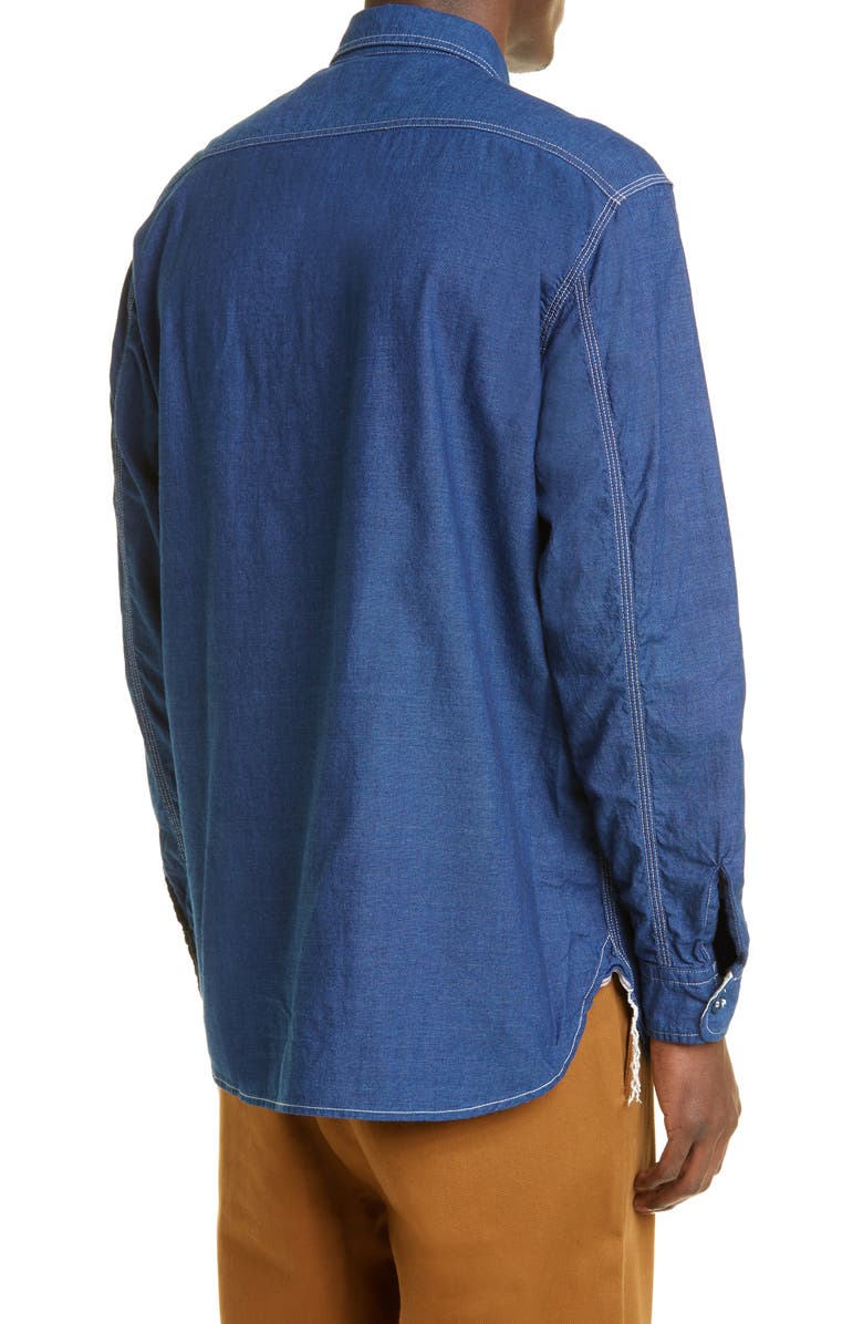 BEAMS Plus Men's WORK Indigo Chambray Button-Up Shirt, Alternate, color, 