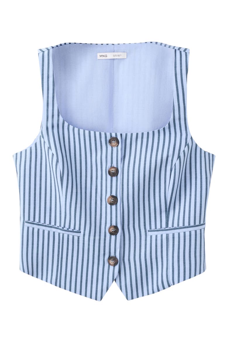 Striped Buttoned Vest, Alternate, color, SKY BLUE