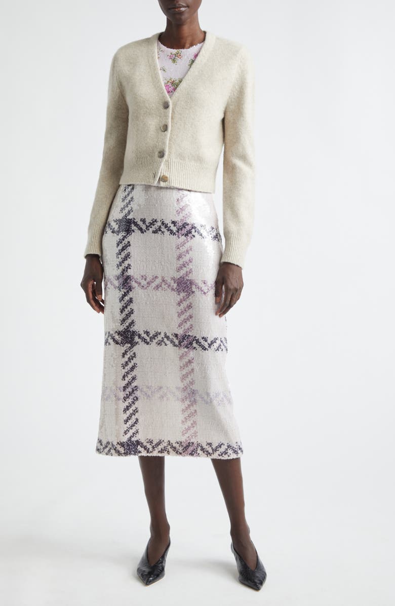 Brandon Maxwell The Sloane Cashmere & Silk Cardigan, Alternate, color, Marled Oatmeal