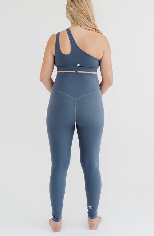 Axk Athletic Maternity Legging With Supportive Belly Band In Blue