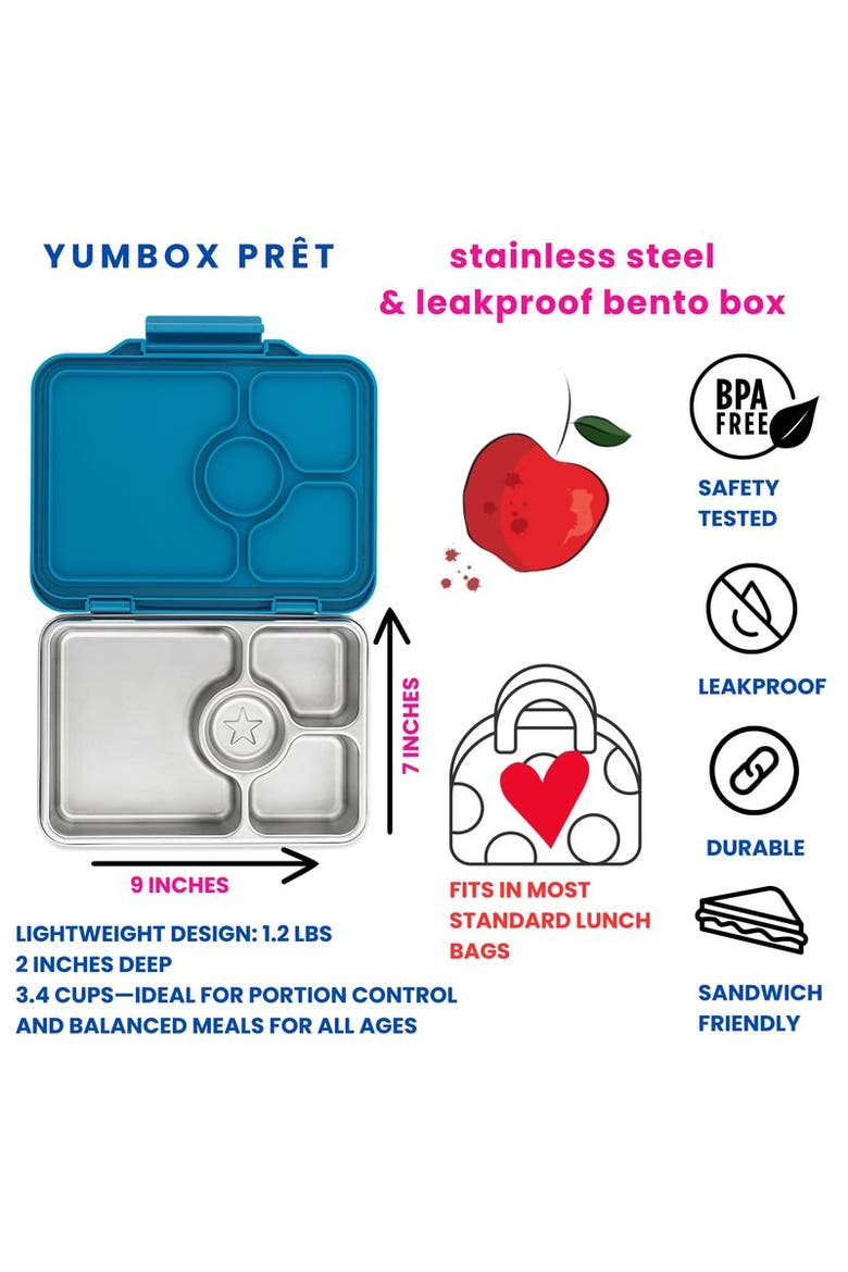 Prêt Stainless Steel Leakproof Bento Lunch Box, Alternate, color, Normandy Blue
