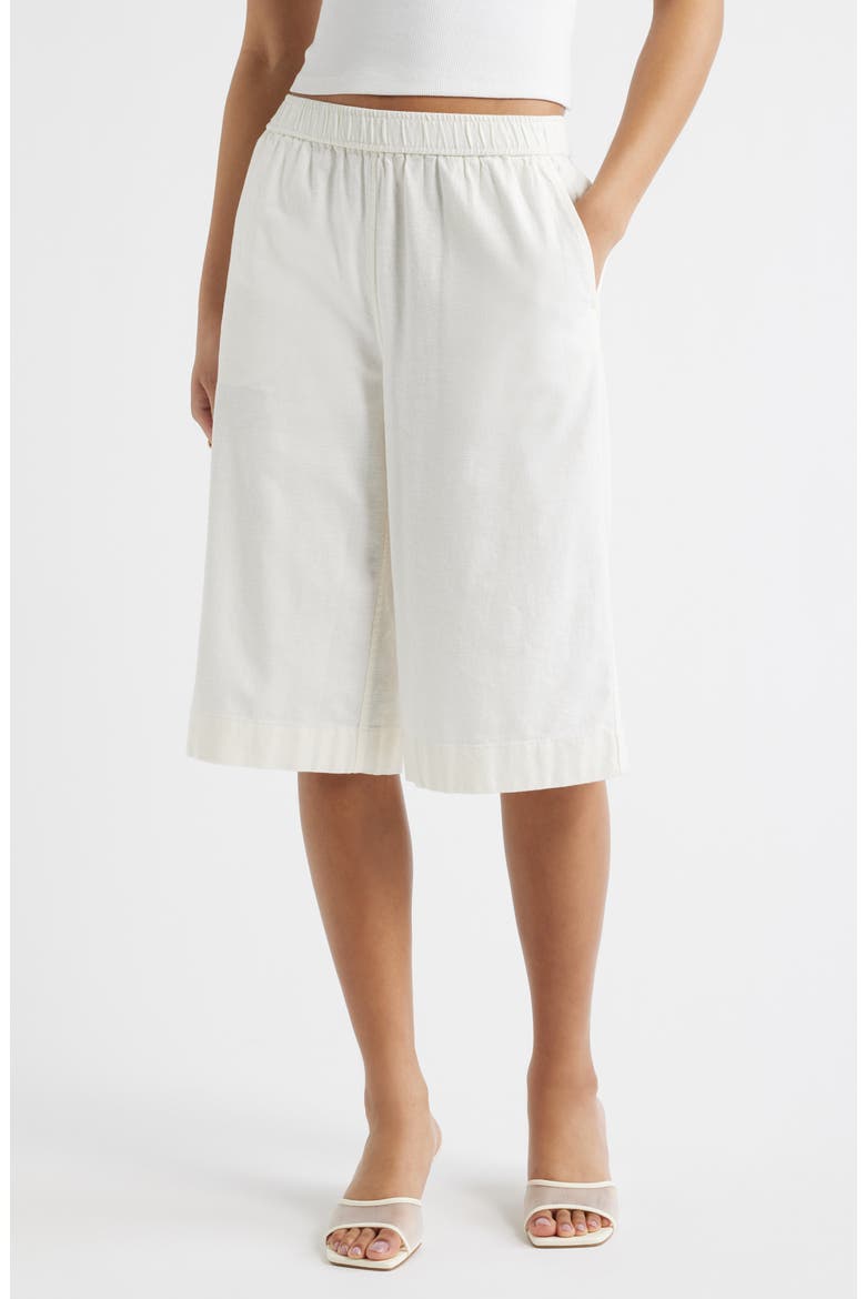 Linen Blend Culottes, Main, color, WHITE