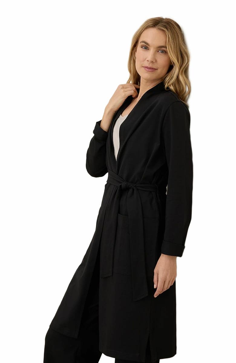 Pact Organic Cotton Cool Stretch Lounge Duster, Alternate, color, Black