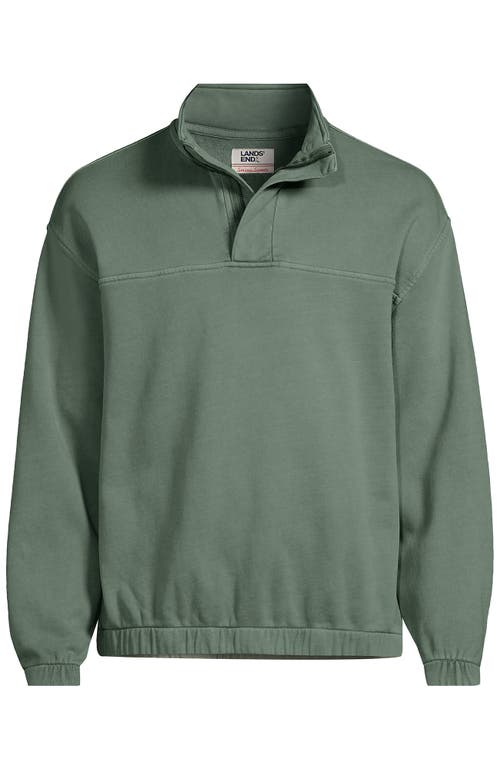 Lands' End Long Sleeve French Terry Vintage Wash Quarter Zip In Green