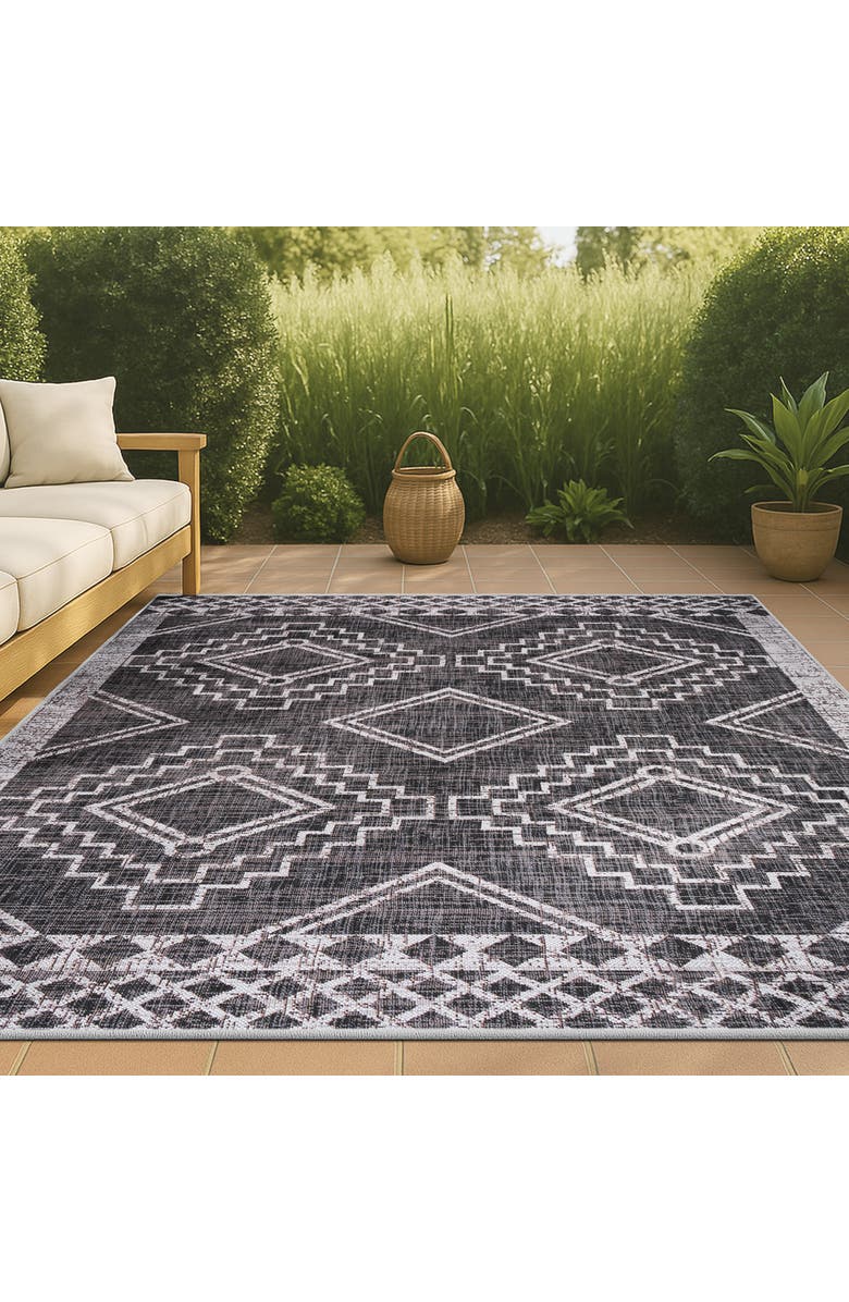 JONATHAN Y Marokko Diamond Medallion Indoor/Outdoor Area Rug, Alternate, color, Black/Ivory