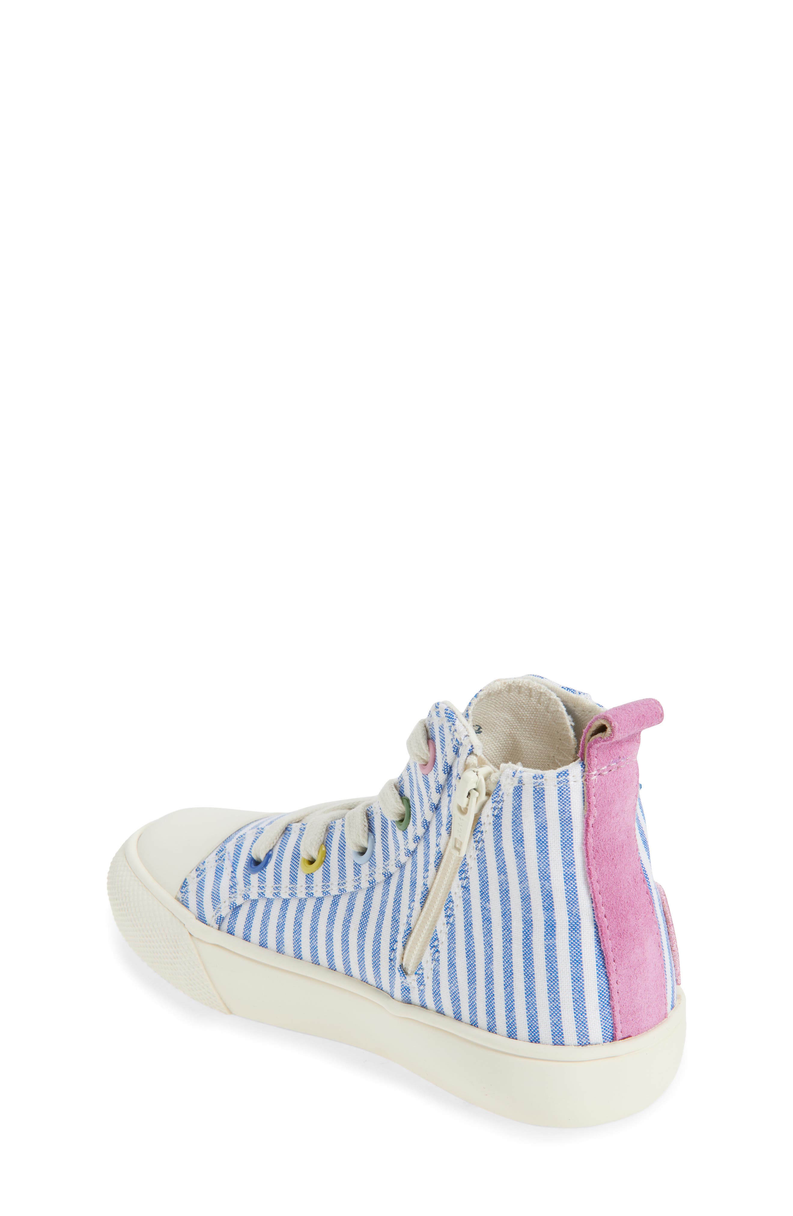 Mini Boden Kids' High Top Sneaker, Alternate, color, Stripe Patches